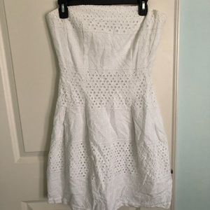 White strapless eyelet dress- perfect for summer